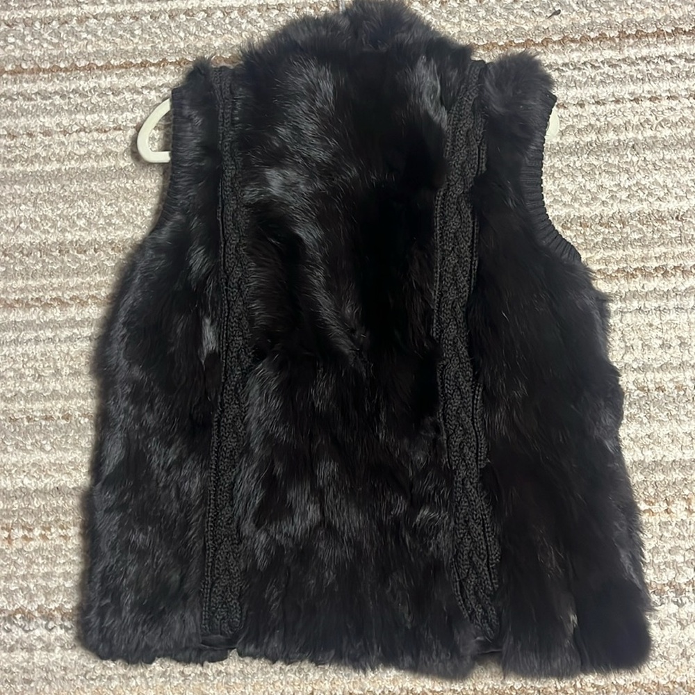 Women’s Vest Knit Front Panels Leather Trim Zipper Black Size Medium - Picture 3 of 15